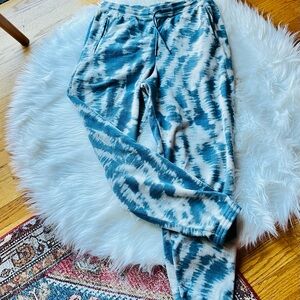 Blue and White Tie-Dye Joggers & worn minimally - very cozy